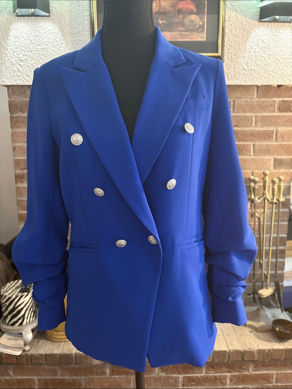 Generation Love Royal Blue Double-Breasted Blazer with Silver Buttons